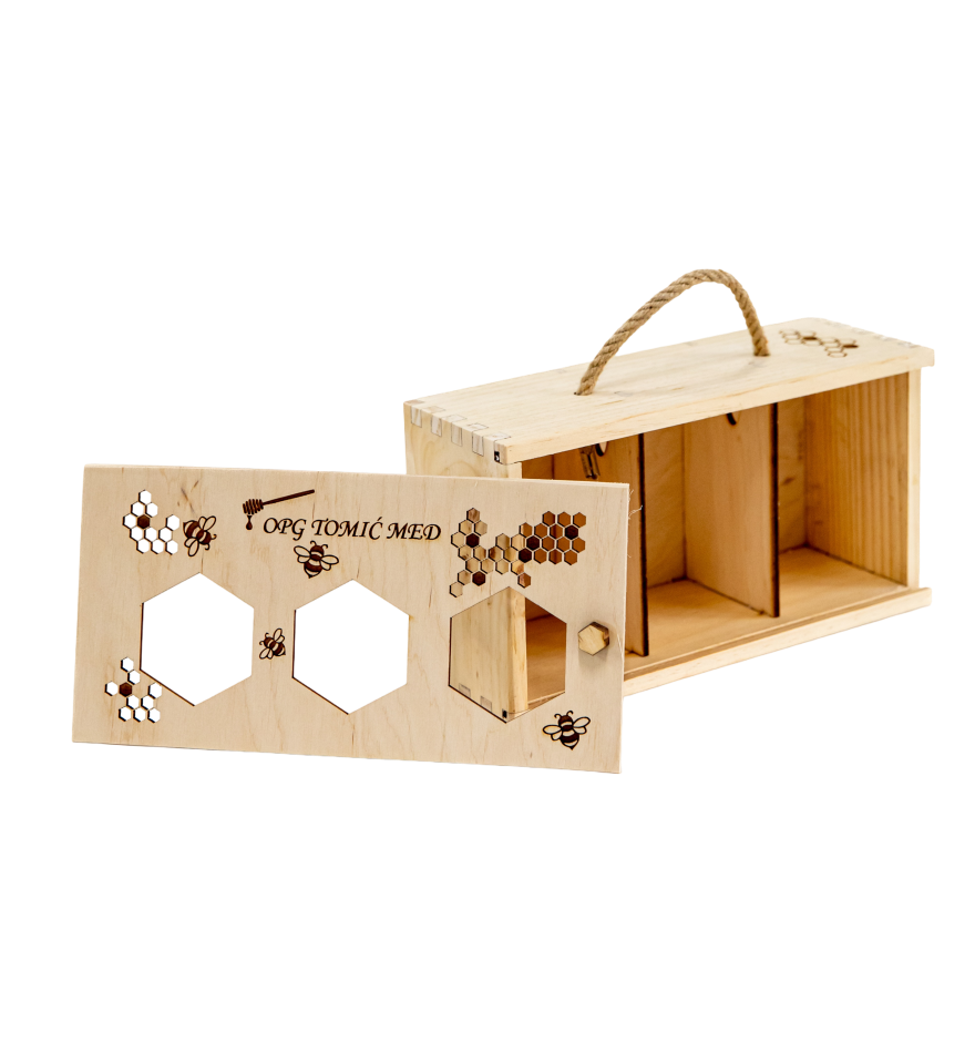 Drvena kutija-nosiljka-stalak za 3x med KNS-106-3M – Bild 2