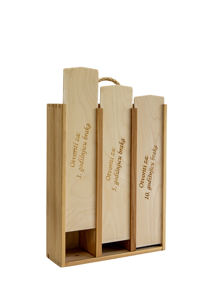 Drvena kutija za 3 butelje klizni poklopac K-106-3 – Bild 2