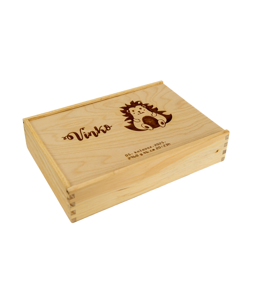 Drvena kutija za krsni set natur s gravurom Km-106Ks